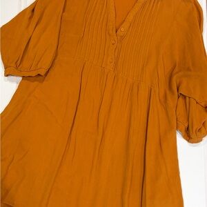 Umgee Women’s Mustard/ Rust Pintuck Tunic Top Size S